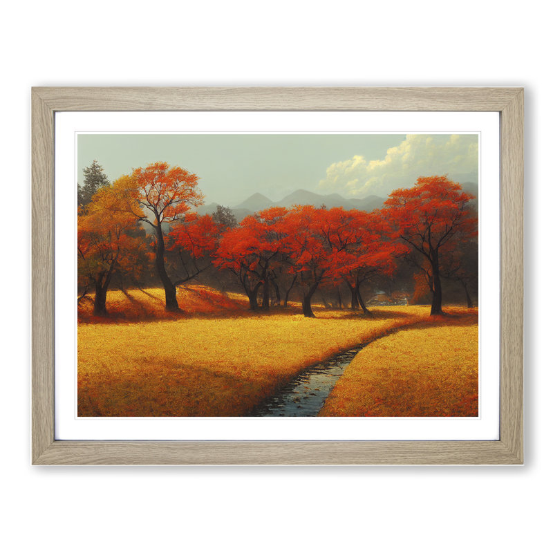 Unreal Autumn Forest - Framed Print, 34cm H x 46cm W x 2cm D, Oak