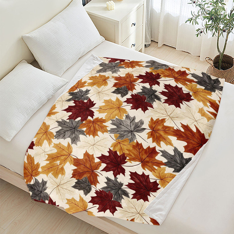 Jeté en flanelle JYK, Feuilles d'automne grises