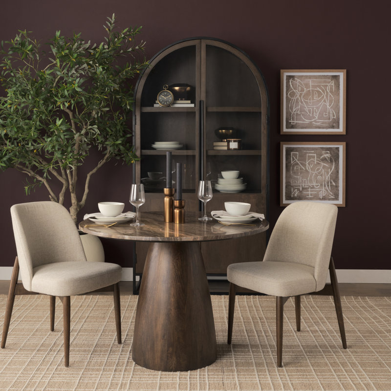 Chaise d'appoint de salle à manger en tissu avoine, Crème/brun