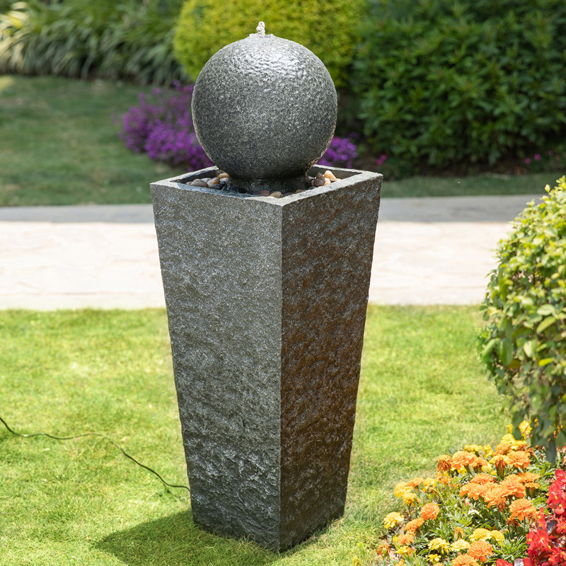 Fontaine Ayita en résine avec lumière, gris