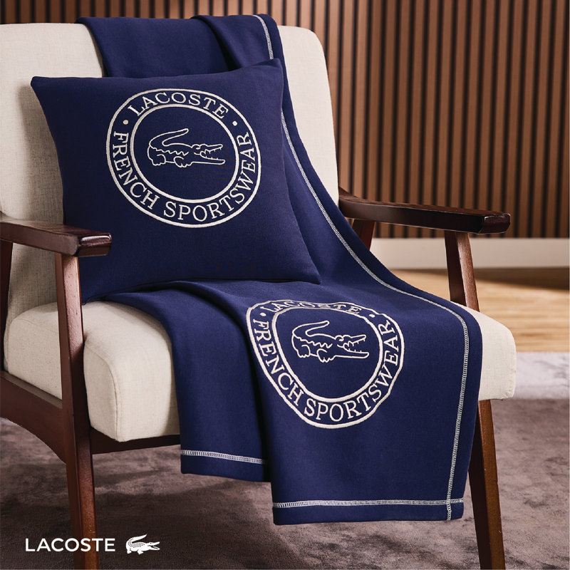 Lacoste Decorative Pillow, Navy Animal 1, Square 16"