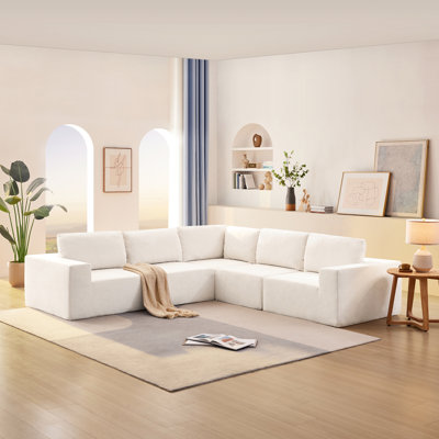 147" L Shaped Couch, No Assembly, Wide Seat, Cloth Upholstery, Living Room Bedroom Furniture, 5 Seats, 3 Color Variants Modular Shaped, Cloth, Seating, Options