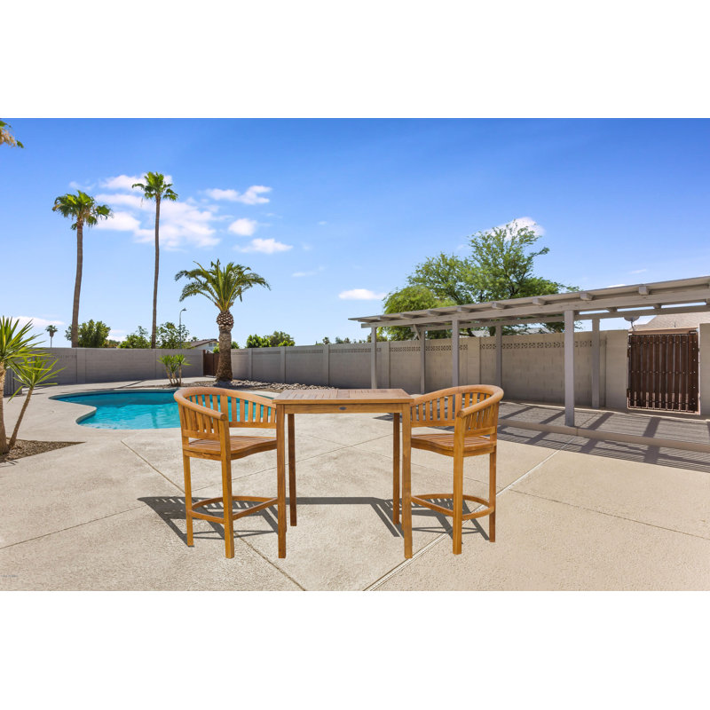 Amily Outdoor 3 - Piece Teak Bistro Set