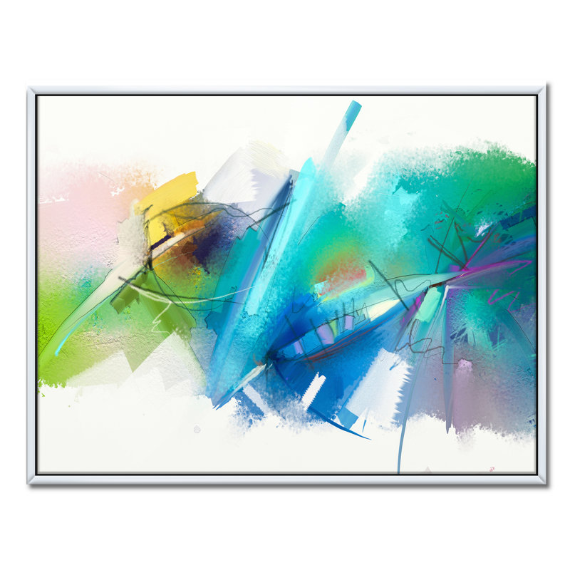 Danse abstraite de différentes nuances de bleu II, reproduction d'art graphique sur toile, H 36 po x l 46 po x 1,5 po