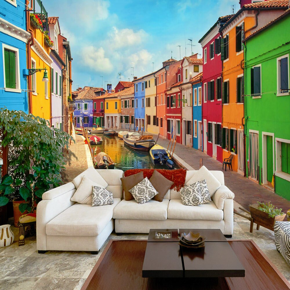 Glatte Fototapete Colourful Canal in Burano