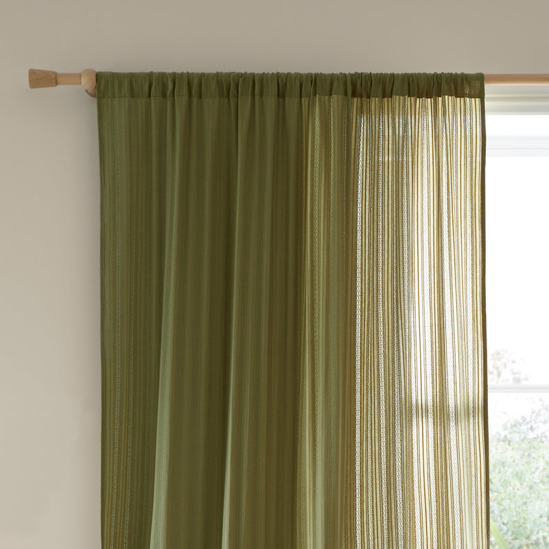 Zofia Broderie Slot Top Single Curtain Voile, Green, 140cm Width x 229cm Drop