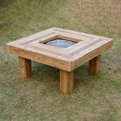 Modern Burlywood Solid Wood Square Coffee Table