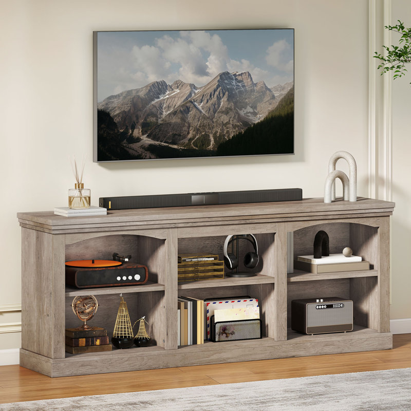 Buffet de 70 po de largeur avec tablette réglable, grand plateau de table pour le salon, Gris