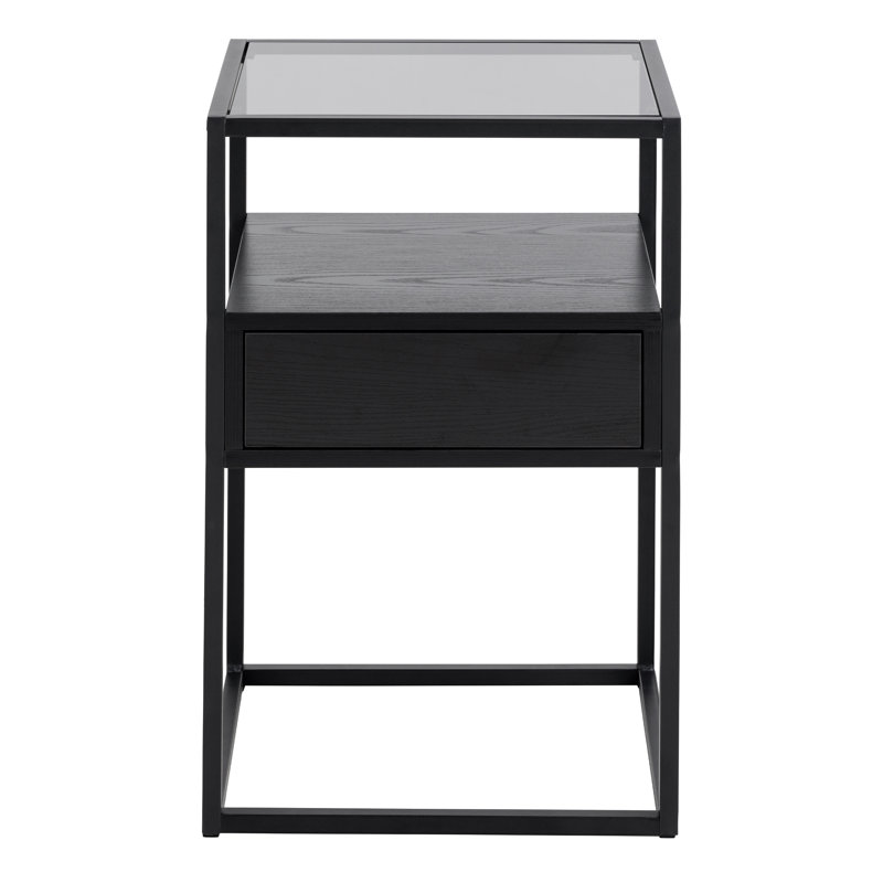 Alhareth 40cm W Plywood / Laminate Board Bedside Table, Black