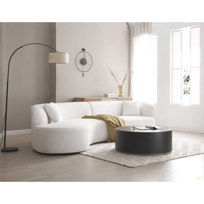 Luxury Modern Style Living Room Upholstery Curved Sofa With Chaise 2-Piece Set, Left Hand Facing Sectional,  Boucle Couch