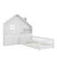 Lit maison avec fenêtre et tiroirs de chevet, lit plateforme avec tablettes, ensemble de prises et port USB-699306876