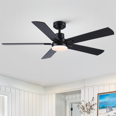 Homesoul 52" Modern Ceiling Fan With Light And Remote Control 3Cct Dimmable Reversible Dc Motor Timer Memory