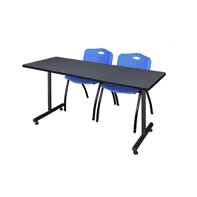 Table de formation en T Nick Nick, chaises empilables 2 M, Bourgogne, H 29 po x L 60 po x l 30 po, Érable