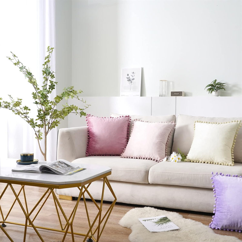 Housse de coussin en velours , Crème