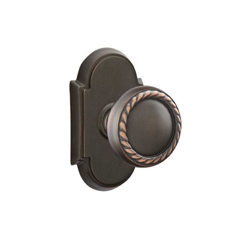 Ensemble de boutons de passage Emtek avec rosette et bouton de corde # 8, Bronze huilé