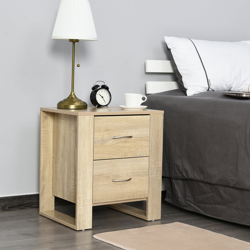Hopkint 48cm W Particle Board / Chipboard Bedside Table, Natural