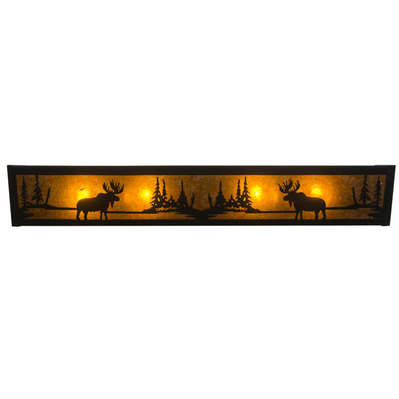 Rustic Lodge 4 - Light Bath Bar, 6" H x 36" W x 7" D, Black