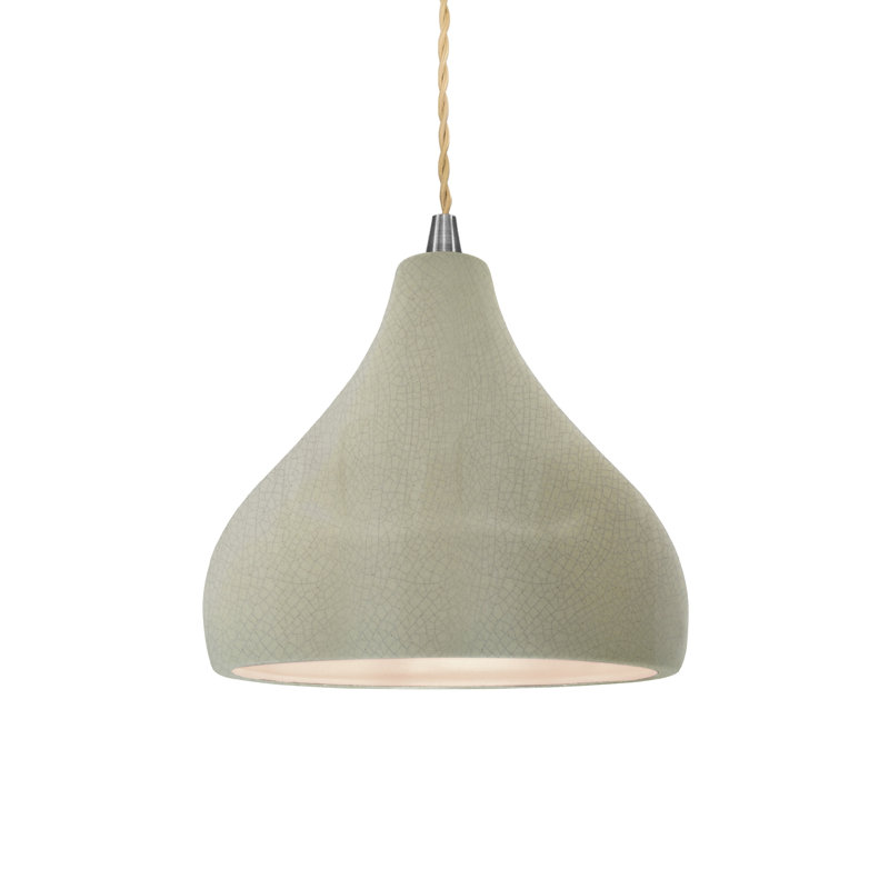 Luminaire suspendu à 1 lumière Meydan, H 7,25 po x l 8 po x P 8 po, Craquelure vert céladon, Nickel brossé