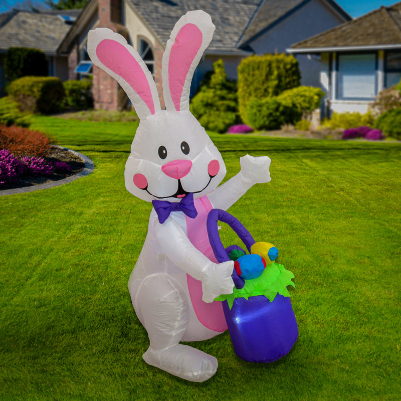 48" Inflatable Waving Easter Bunny
