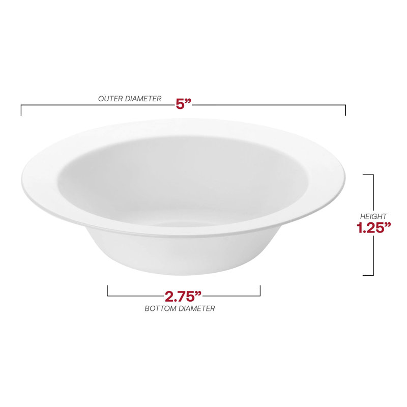 Bols à dessert ronds jetables en plastique blanc uni (15 cl) - 120 bols