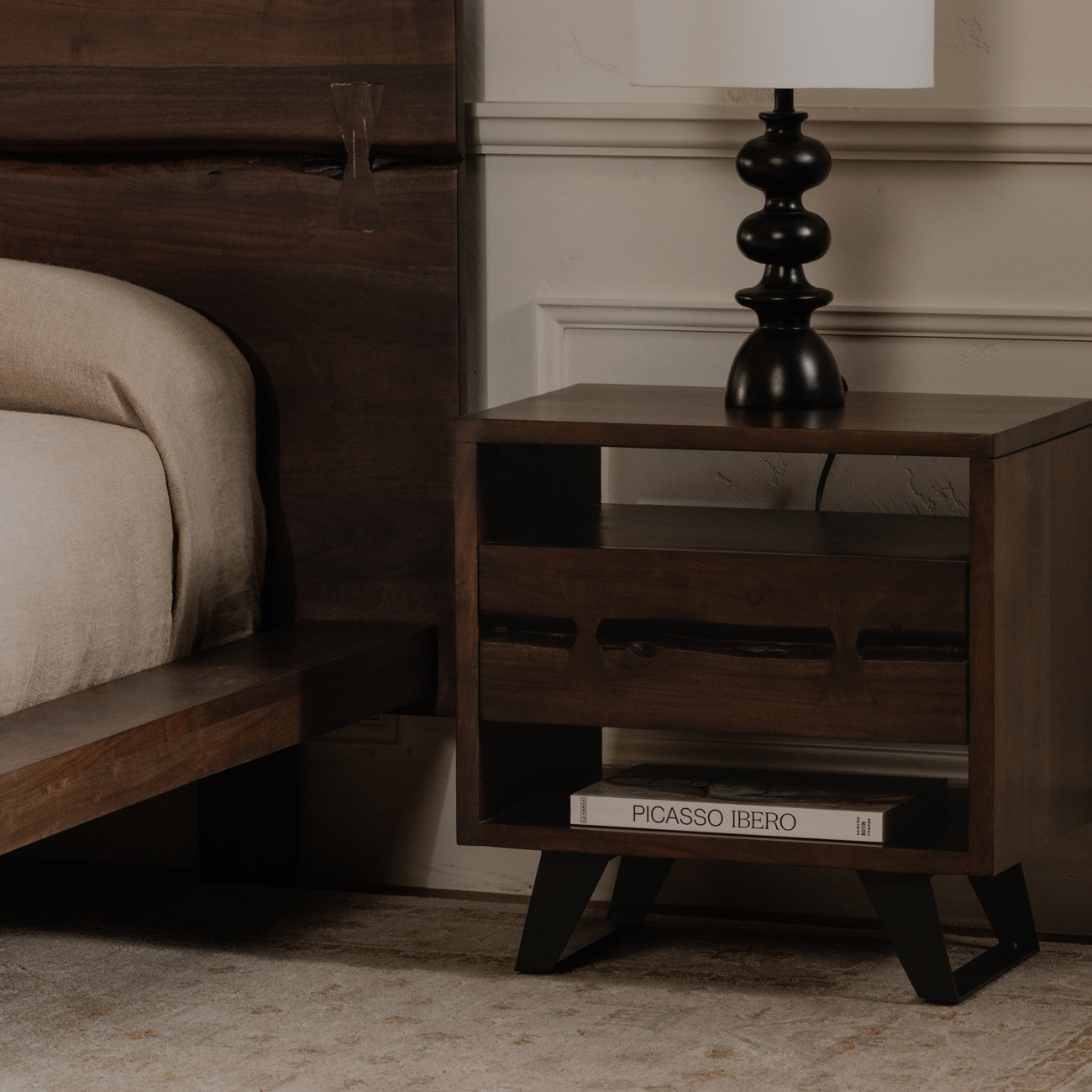 Broughton 1 - Drawer Nightstand, Dark Brown