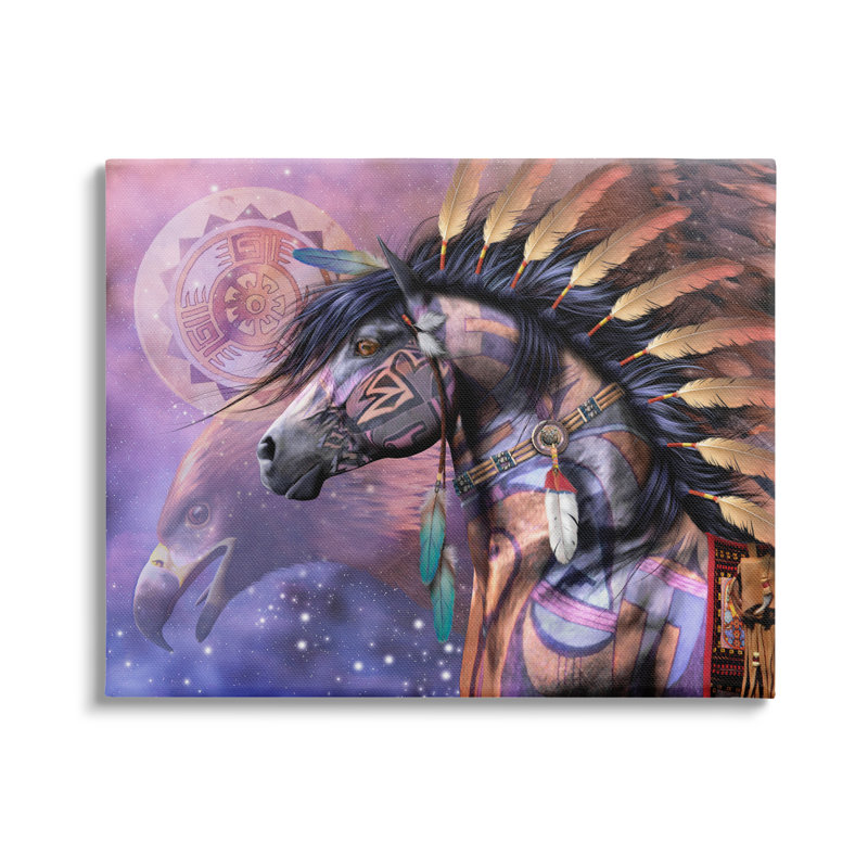 Shaman Native Horse par Laurie Prindle, H 16 po x l 20 po x P 1,5 po