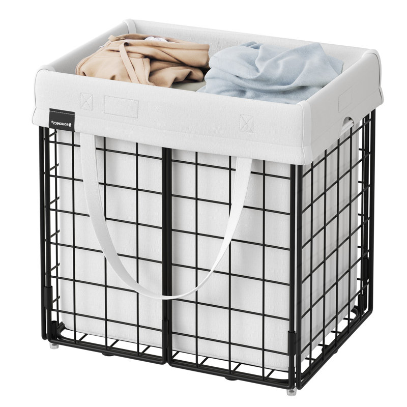 11 Gal. (50L) Laundry Basket, Laundry Hamper, Collapsible Clothes Hamper, Removable And Washable Liner, Metal Wire Frame, For Bedroom Bathroom