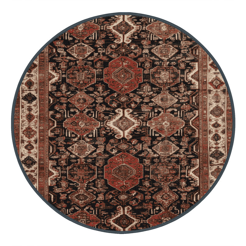 Tapis brun lavable à la machine, Rond 4 pi