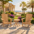Ensemble de 3 chaises Adirondack d'extérieur Grade A en teck (2 chaises + 1 table d'appoint)