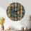Très grande horloge murale tribale en bois - motif tribal indigo