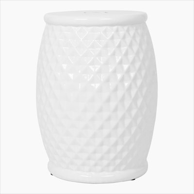 11" x 17.25" Glazed Ceramic Drum Stool - Indoor/Outdoor Side Table - Accent Garden Stool by Dakota Fields