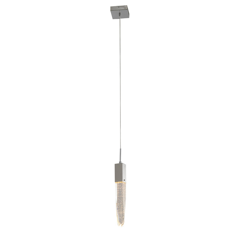 Luminaire suspendu en cristal 1 lumière Elsmere Modern, Chrome chrome