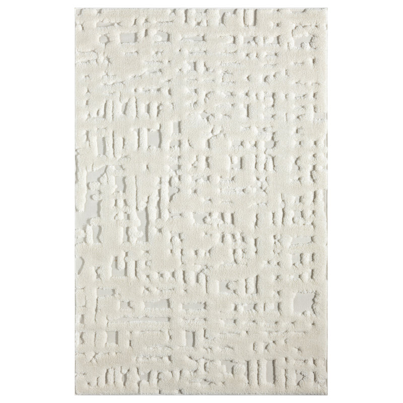 Oheneba Collection Modern Abstract Cream Area Rug, Rectangle 5' x 8'
