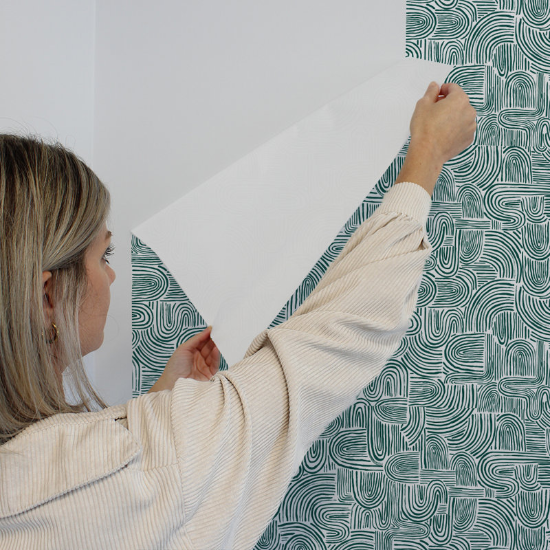 Coursen 16.5' L x 20.5" W Peel and Stick Wallpaper Roll, Teal