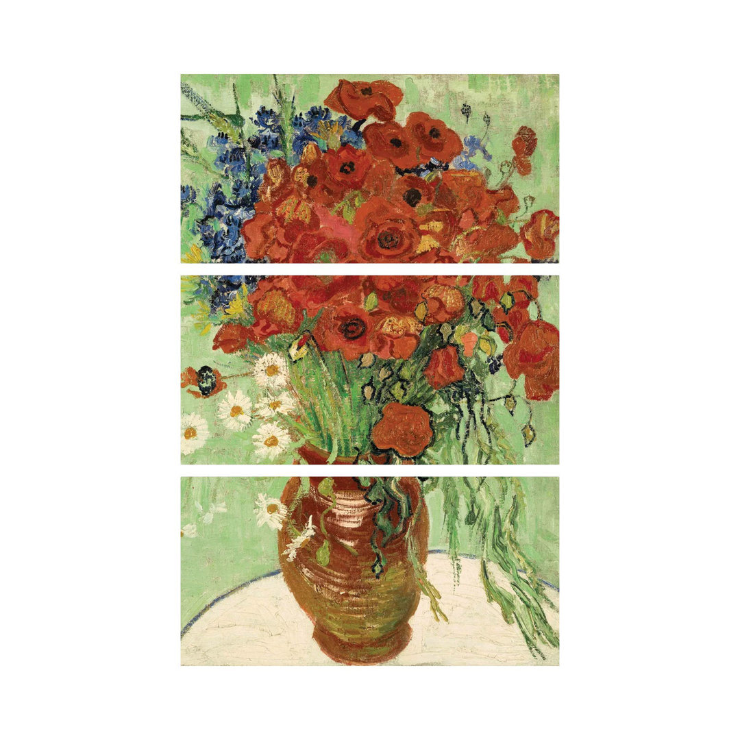 Vase mit Gänseblümchen und Mohnblumen von Vincent Van Gogh - Leinwand ohne Rahmen Giclée auf Leinwand