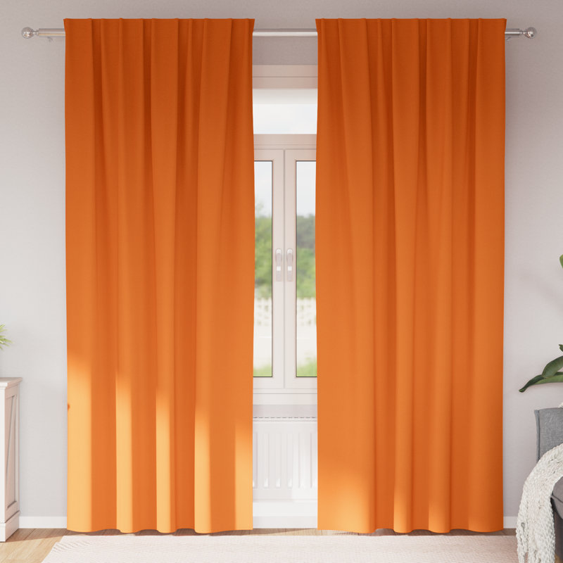 Curtains With Curtains 2 Pcs Polyester, Bright Orange, 140cm Width x 245cm Drop