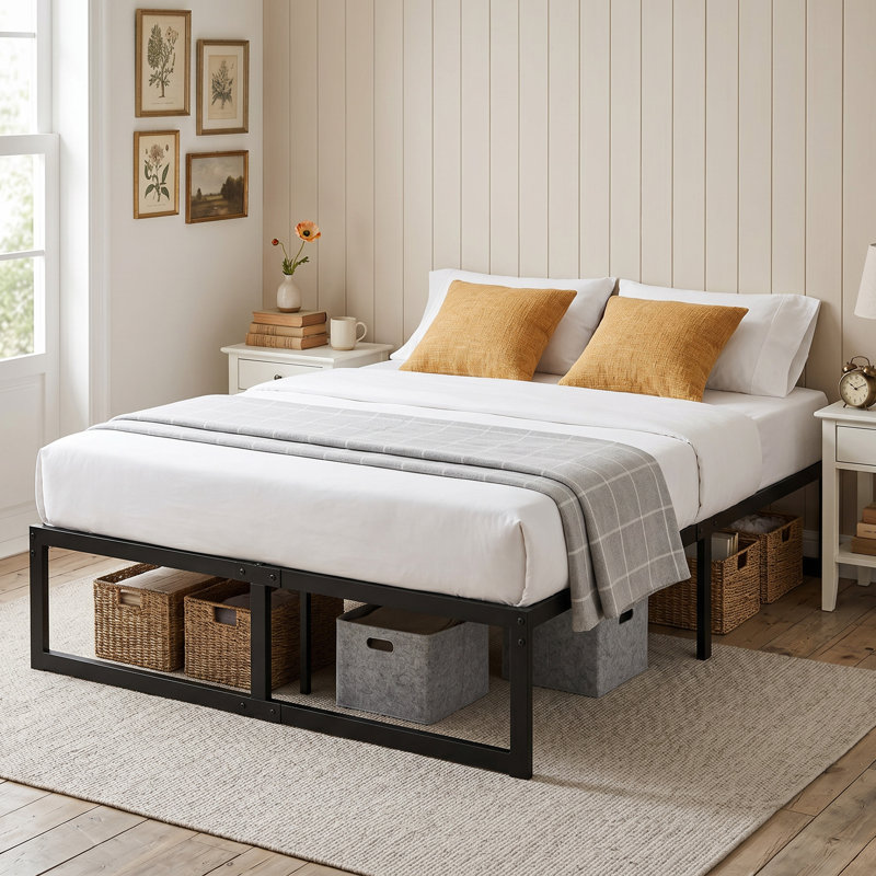 HOMCOM 4ft Small Double Bed Frame with Underbed Storage 32.5cm Height Black