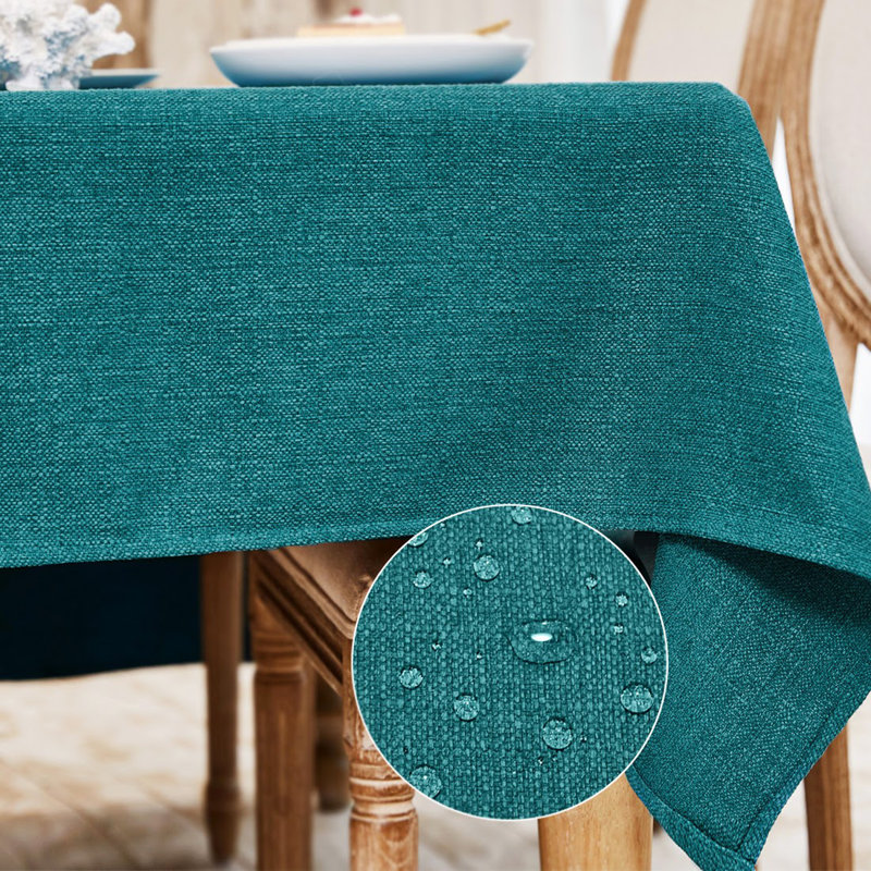  Absher Thanksgiving Stain Resistant Tablecloth, 118" L x 57" W, Teal