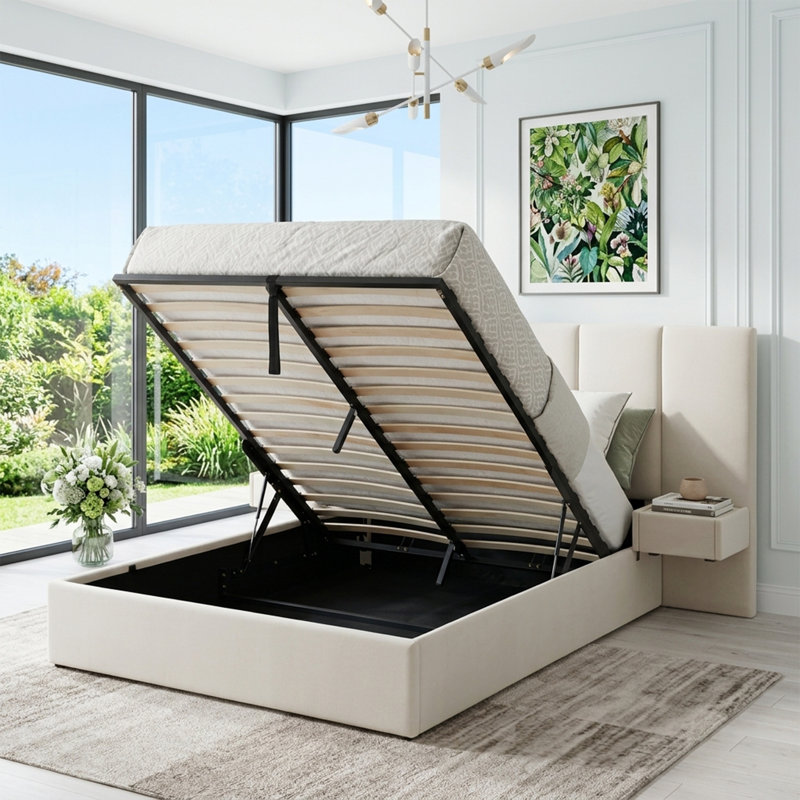Structure de lit avec rangement Iokaste Iokaste, Beige, Grand
