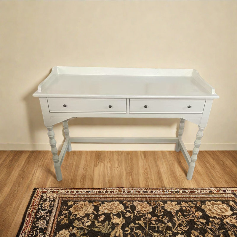 Bureau de salon de style français léger, H 31,89 po x l 51,18 po x P 19,69 po, Blanc