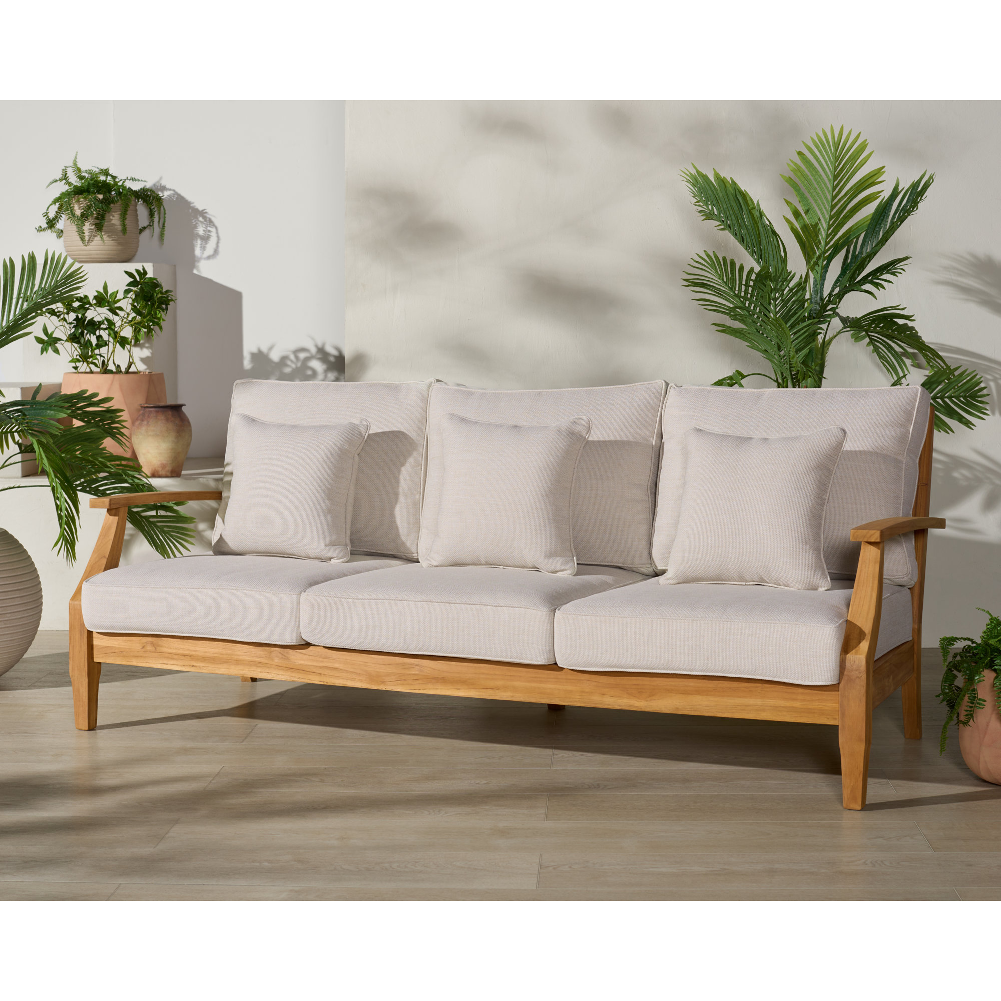 Clairmont Teakwood Patio Sofa, White