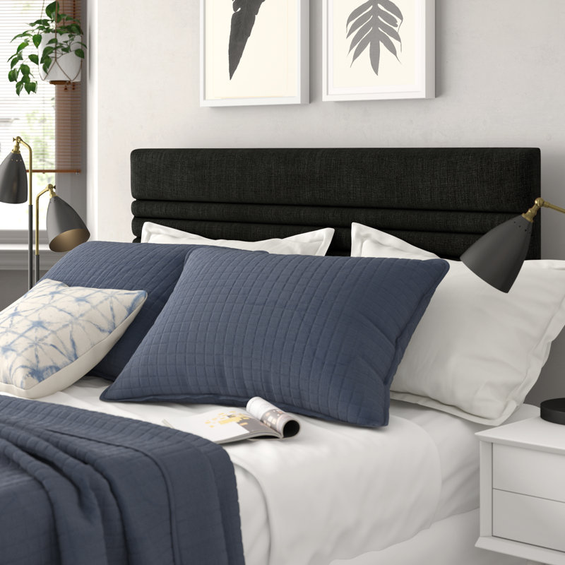 Elsa Upholstered Headboard, Wool Sky, Small Double (4')