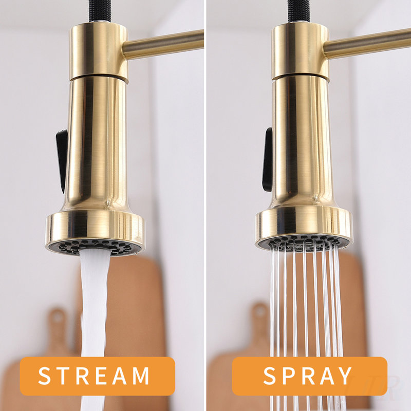 Hands-Free Automatic Smart Kitchen Faucet with Motion Sensor, Brushed Nickel Gold Finish for Modern Convenience