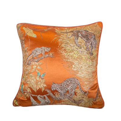 Animal Print Cotton Blend Reversible Pillow Cover