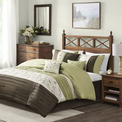 Édredon 7 pièces très grand - Motif de broderie au design moderne et élégant, rembourrage comprenant un édredon, des taies décoratives, des oreillers et une jupe de lit