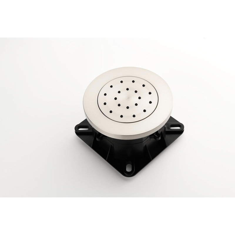 Douche de salle de bain en nickel brossé avec poignées leviers: tête, douche à main, barre coulissante, jets pour le corps, boyau, options de jet de valve: