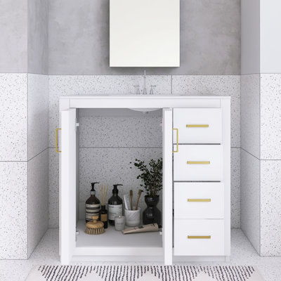 36'' Bathroom Vanity With Ceramic Sink Combo