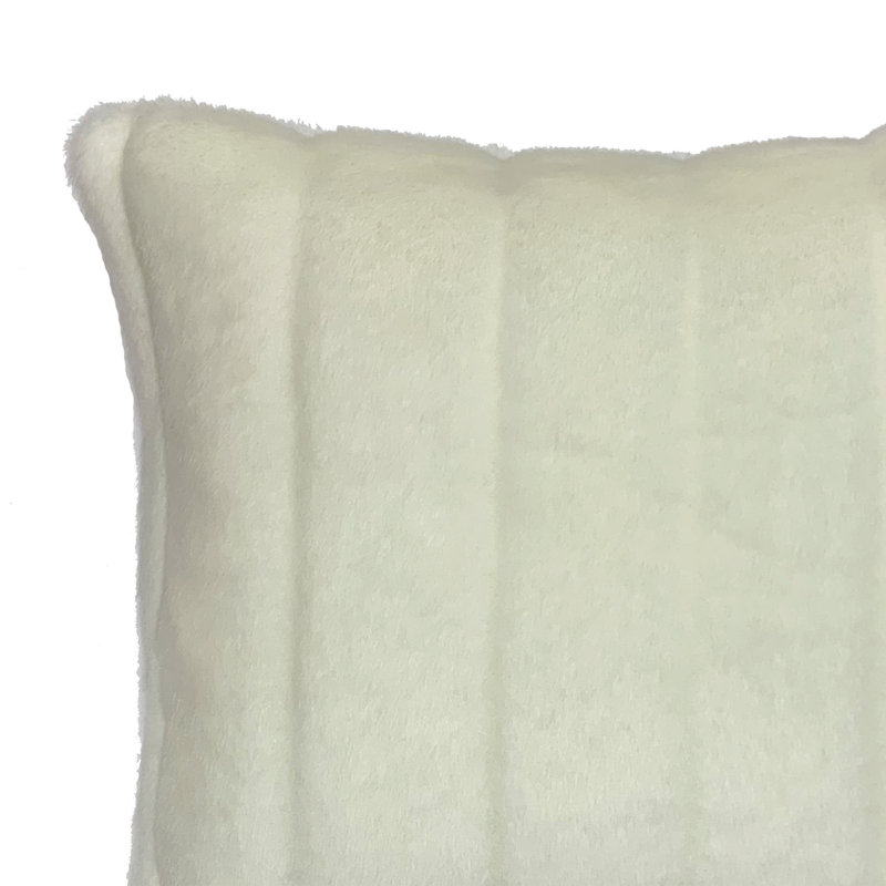  Housse et insert de coussin carré en fausse fourrure, Blanc, 22 po x 22 po