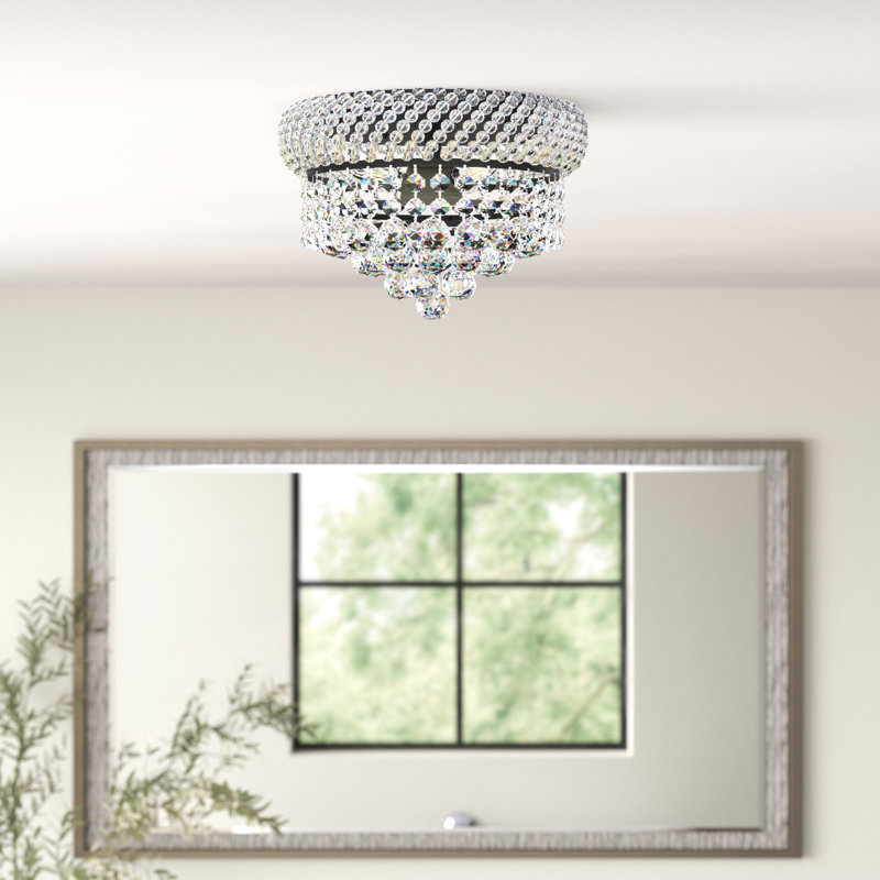 Hallsburg Crystal Semi Flush Mount, Royal Cut, Black