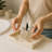 Natural Champagne Marble Scalloped Vanity Tray Bathroom Towel Tray Countertop Organizer